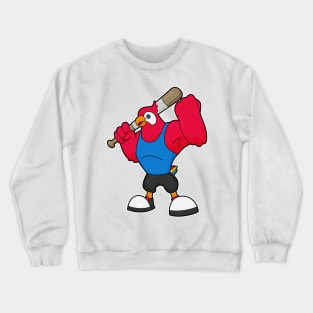 Parrot at Baseball with Baseball bat Crewneck Sweatshirt